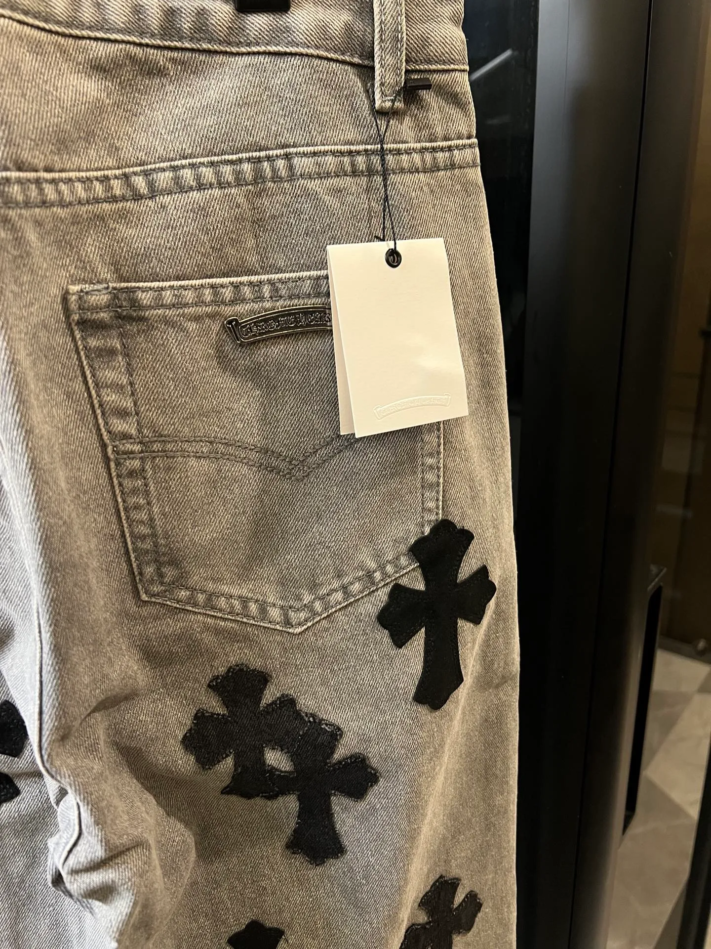 P270 [Special Version] Chrome Hearts/Chrome Heart 25Ss CH Large Cross Limited Blue Ox King Jeans (Gray) Size: 28 30 32 34 36 (corresponding to s-xxl) Detailed sizes can be found in Figure 9